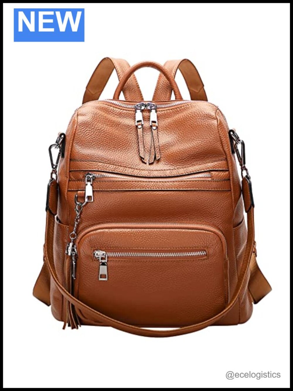 Genuine Leather Backpack for Women Soft Large Shoulder Bag Convertible